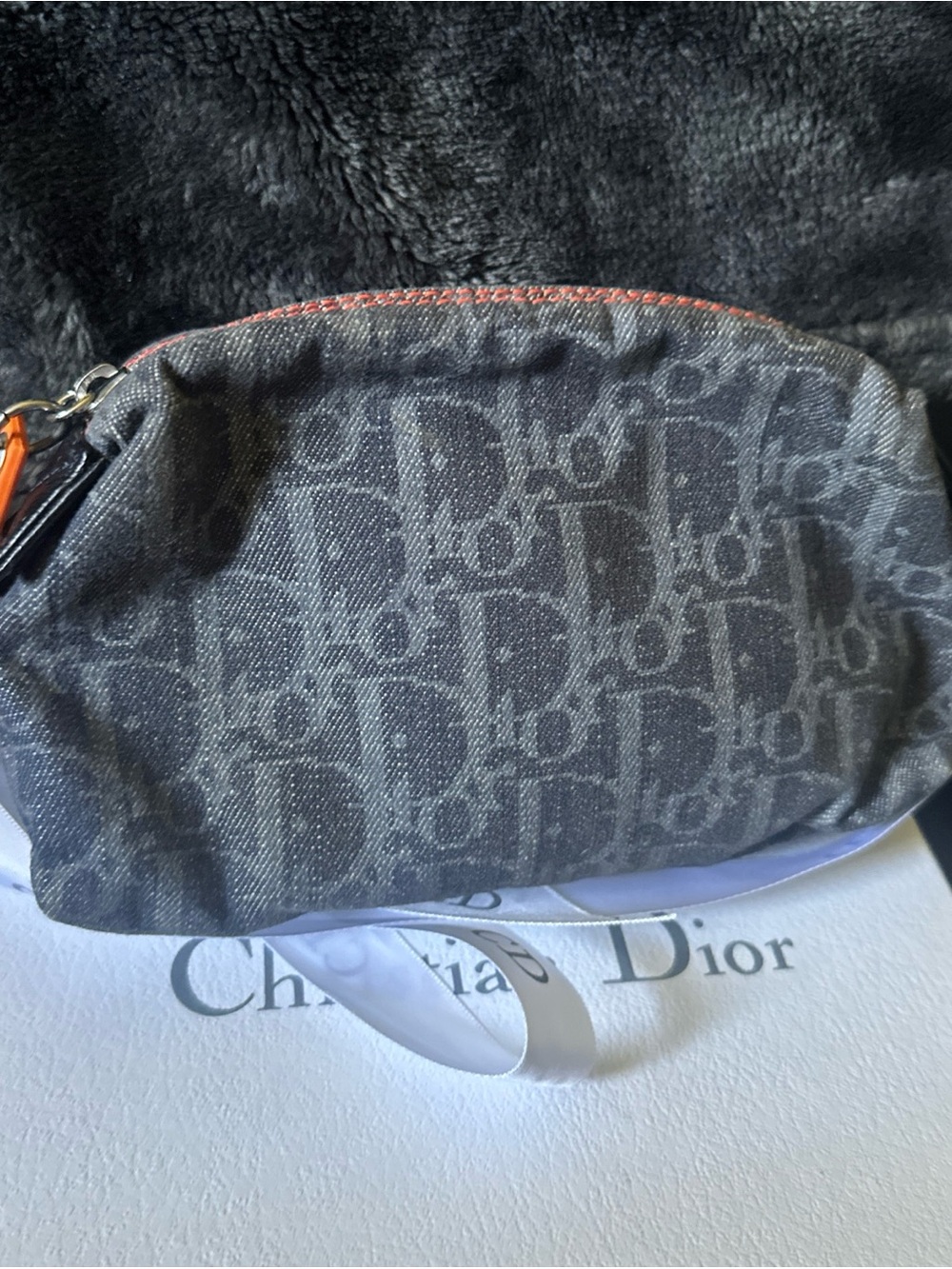 Christian Dior Flight Line Trotter Cosmetic Pouch/ Navy Oblique Canvas/ Box Incl